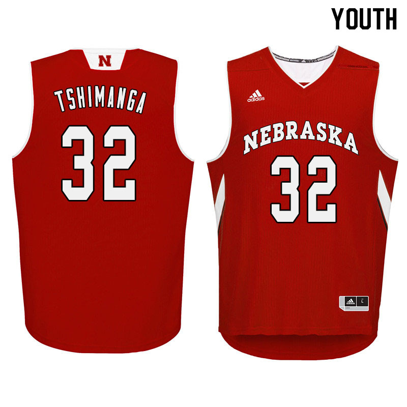Youth Nebraska Cornhuskers #32 Jordy Tshimanga College Basketball Jersyes Sale-Red
